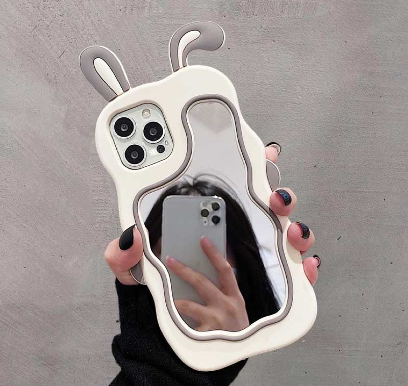3D Silicone Cute Mirror Rabbit Case